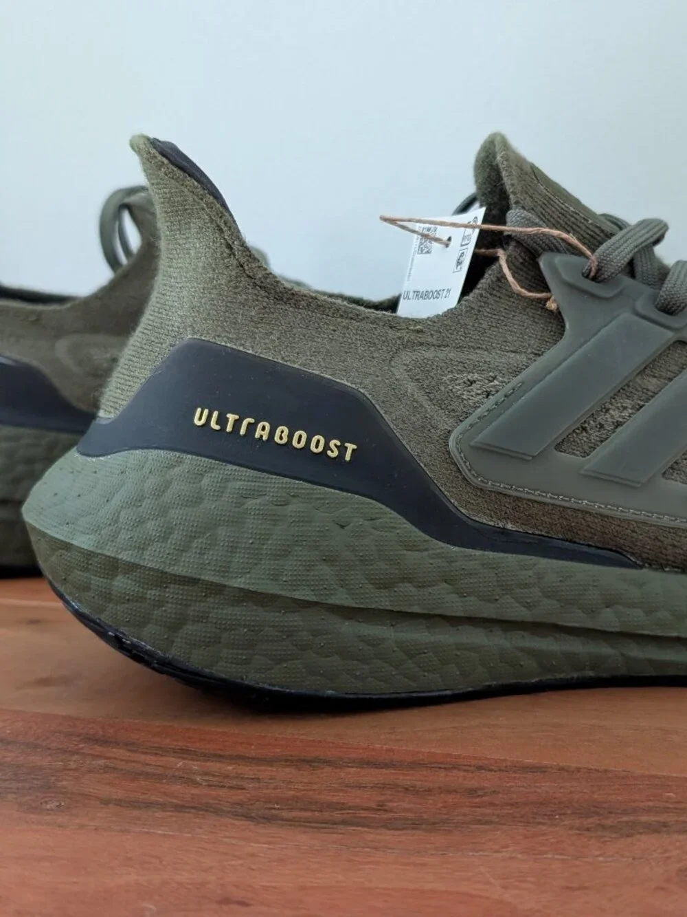 Adidas Ultraboost 21 - men's size 10 - NIB/NWT - focus olive / acid yellow